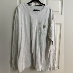 Carhartt Long-Sleeve Full Cotton Loose Fit Pocket Tee in Off-White